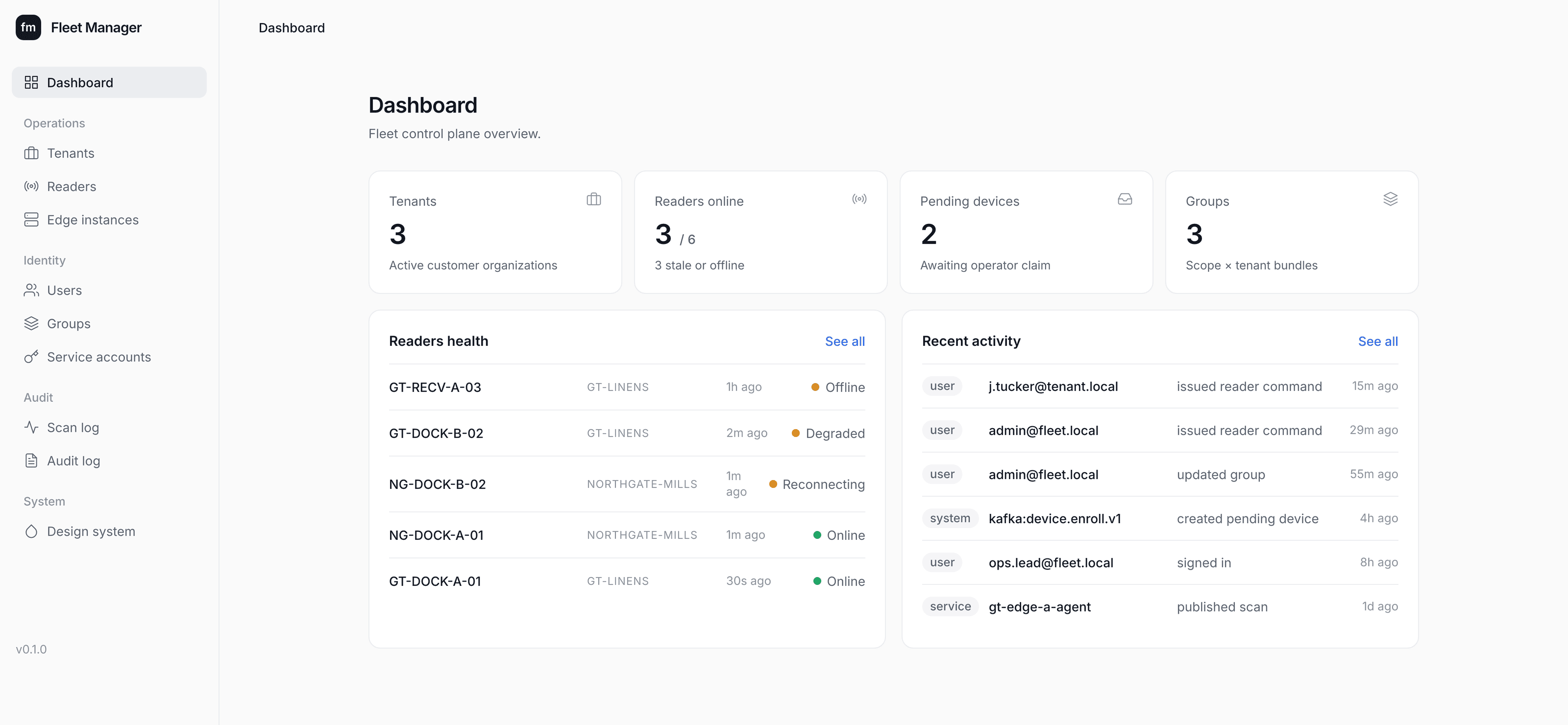 Fleet manager screenshot